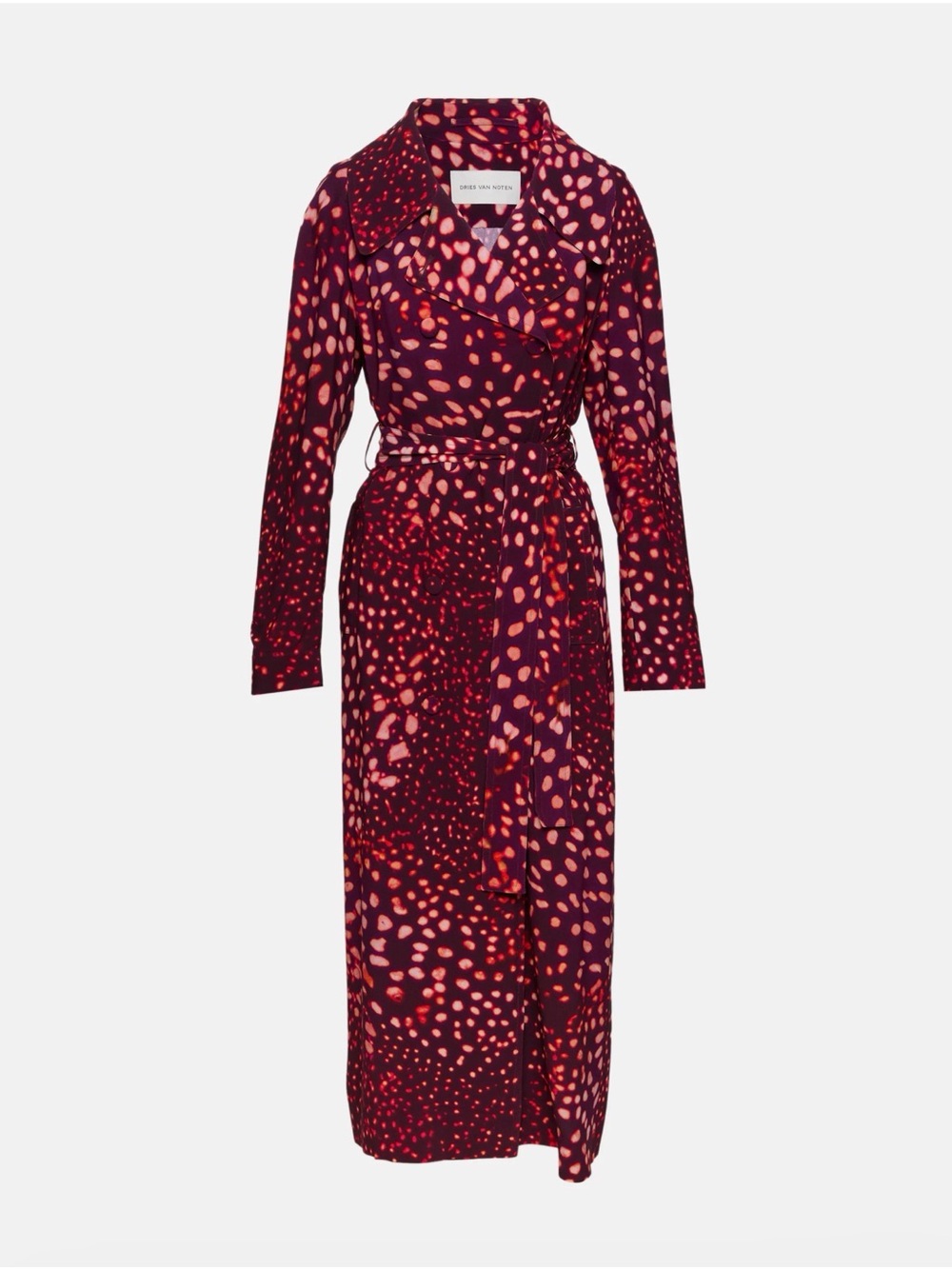 Dries Van Noten Roland Trench Long Sleeve Double Breasted Maxi Dress in Burgundy - Picture 4 of 10